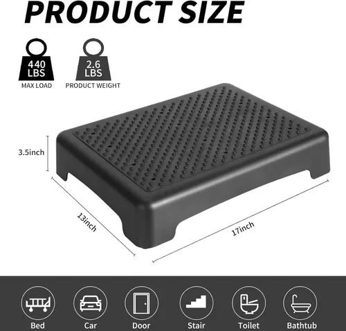 Miniatura 2 de Fotree Taburete de un solo paso, plataforma de seguridad para personas mayores y adultos, plataforma antideslizante para escaleras, automóvil, cama