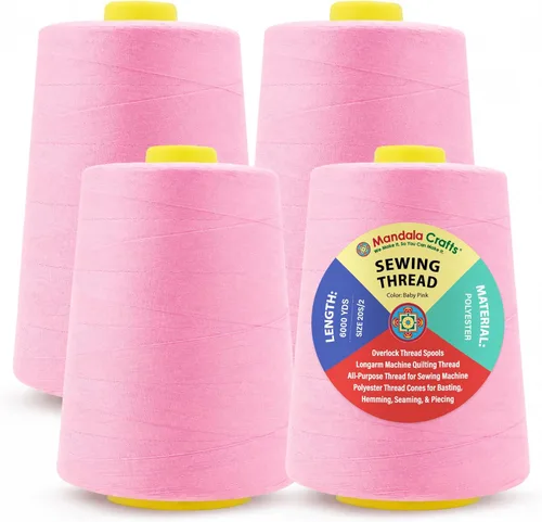 Miniatura 82 de Mandala Crafts 4 Pack of Serger Threads Cones Spools - 20S/2 24000 Yards Polyester Baby Blue Threads for Sergers Machine and Overlock Quilting