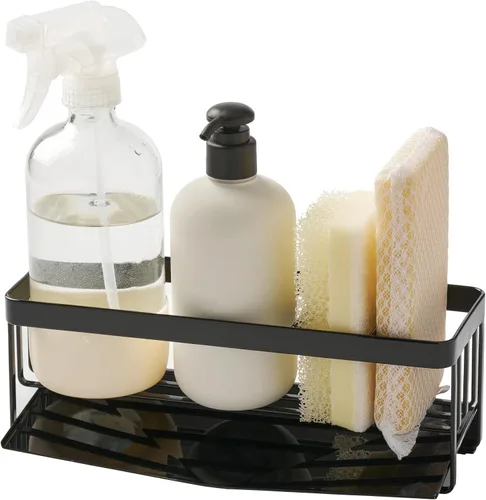 Miniatura 3 de Yamazaki 4994 Soporte para esponja y herramientas de limpieza, negro, aprox. 9.8 pulgadas de ancho x 3.6 pulgadas de profundidad x 9.6 pulgadas