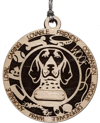 Miniatura 101 de Adorno de Navidad personalizado de madera para perro de 3 pulgadas, nombre y texto personalizables, hecho a mano en Estados Unidos, diseño de corte