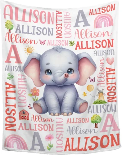 Miniatura 35 de Manta de conejo personalizada para niños y niñas, manta de bebé ultra suave, regalo personalizado, decoración de manta con nombre, 30 x 40 pulgadas