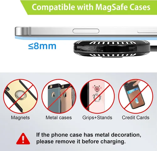 Miniatura 4 de YLF Cargador inalámbrico (15W), almohadilla de carga inalámbrica rápida compatible con iPhone 15/Plus/Pro Max/14/13/12/11, Samsung Galaxy