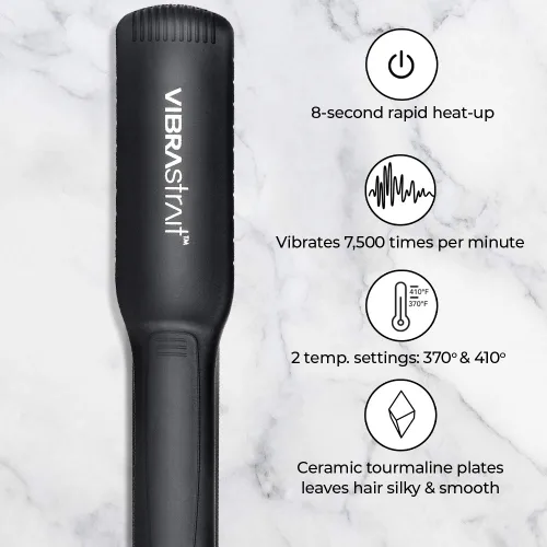 Miniatura 2 de Vibrastrait Essential - Plancha de cerámica vibratoria iónica de turmalina, 1.5 pulgadas, alisadora de pelo de cerámica sin encrespamiento con un