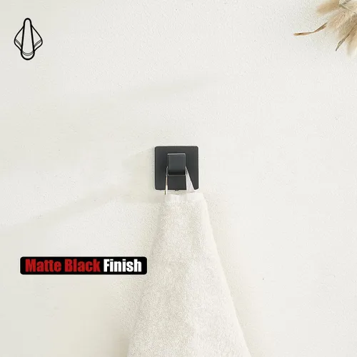 Miniatura 5 de JQK TH250-PB-P2 - Gancho para toallas de baño, color negro, para cocina, garaje, acero inoxidable 304, grosor de 0.031 in, 2 unidades, negro mate
