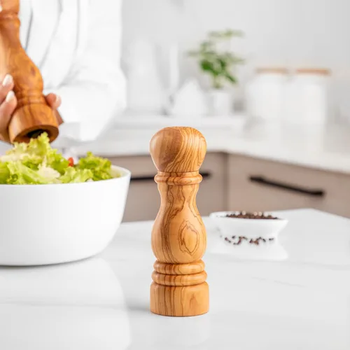 Miniatura 4 de Molinillo de sal y pimienta de madera para cocina, 6.3 in (6.3 pulgadas) recargables para sal y pimienta ajustables para un grosor personalizado