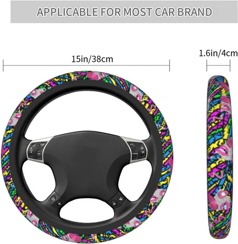 Miniatura 6 de La funda protectora universal elástica para volante estilo vintage de los años 80 y 90 es resistente al calor y antideslizante, adecuada