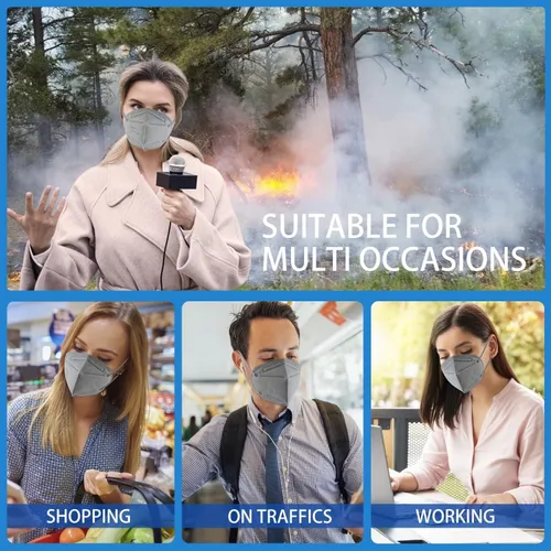 Miniatura 6 de Hotodeal - 20 cubrebocas KN95, de 5 capas, antipolvo, protección de material particulado 2.5, fuego y humo, para hombres y mujeres