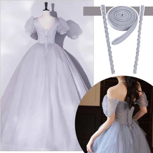 Miniatura 5 de BENECREAT Kit de espalda de corsé plateado, juego de cordones ajustables para vestidos de boda y graduación, reemplazo de cremallera de 3 piezas