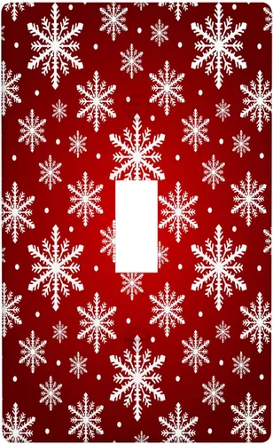 Miniatura 79 de Cubierta de interruptor de luz dúplex de 1 banda, cubierta decorativa de Navidad con copos de nieve rojos, placa frontal decorativa para cocina