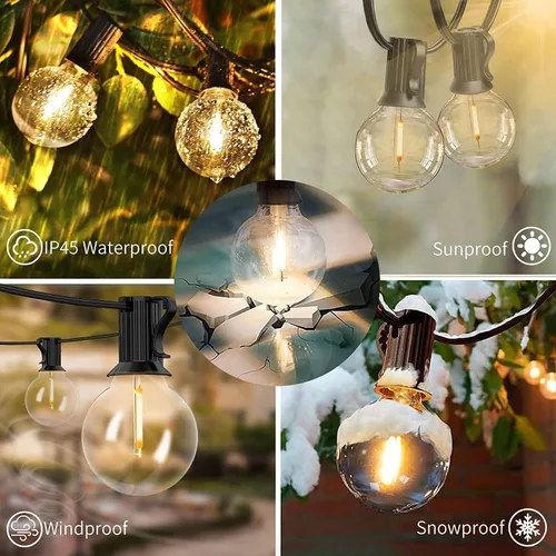 Miniatura 4 de Svater Cadena de luces para exteriores de 50 pies, luces LED para patio exterior con 26 bombillas, impermeable, inastillable, luz colgante tipo