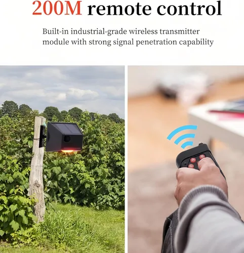 Miniatura 4 de Detector de sensor de movimiento al aire libre con alarma solar IP65 resistente al agua 129db alta sirena lámpara estroboscópica con control remoto