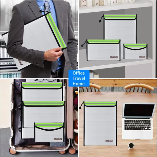 Miniatura 7 de Bolsa de dinero ignífuga de 15 x 11 pulgadas, 11 x 6.7 pulgadas, 5 x 8 pulgadas, multiusos, para oficina en casa, bolsa de almacenamiento segura