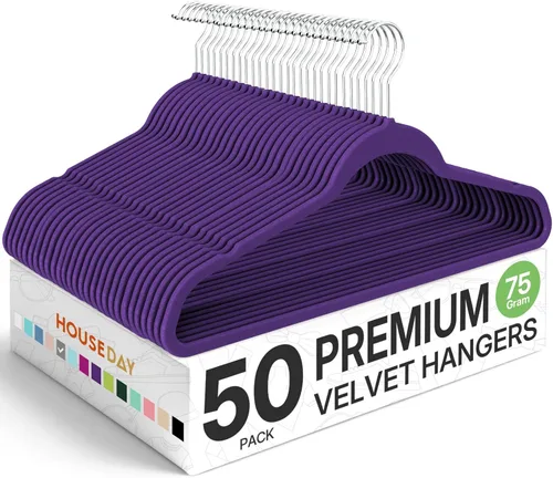 Miniatura 25 de HOUSE DAY Perchas de Terciopelo Premium Antideslizantes de Fieltro Flocado Perchas Resistentes de Servicio Pesado Duraderas para Abrigos y Trajes
