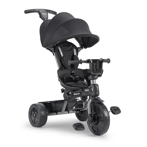 Joovy Tricycoo 4.1 triciclo para niños con 4 etapas con neumático delantero extra ancho, manija para padres extraíble y ajustable, arnés de