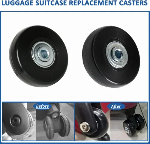 Miniatura 3 de Juego de 4 ruedas de repuesto de 50 mm para maleta de equipaje, con rodillos para patines en línea, ruedas giratorias, rodillos de goma, rodamientos