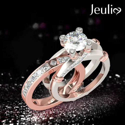 Miniatura 7 de Jeulia - Anillo de plata de ley con circonitas intercambiables para mujer, para boda, compromiso, aniversario
