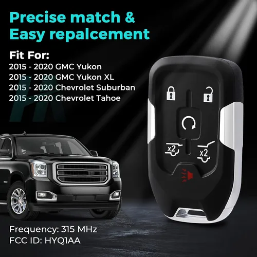 Miniatura 2 de Cáscara de llavero HelloAuto Compatible con 2015-2020 Chevy Tahoe Suburban, para GMC Yukon Denali XL, funda de reemplazo de llavero, estuche