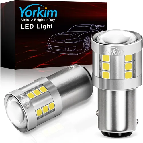 Miniatura 10 de Yorkim Foco led 3157 de color blanco, 6500K de alto brillo 3156 foco led con proyector 3057 3056 3457 4157 foco led de repuesto para luz de giro