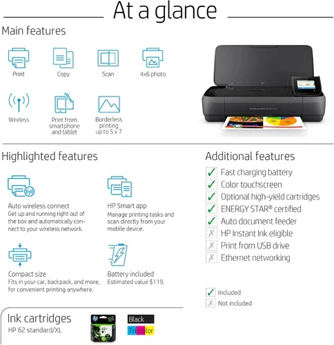 Miniatura 3 de Impresora móvil todo en uno HP Officejet 250 (cz992 a), Negro