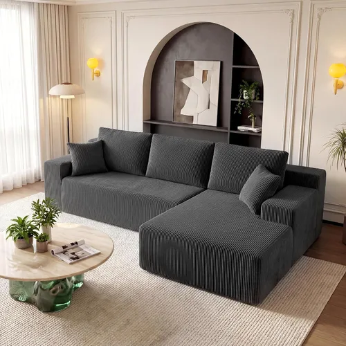 Miniatura 11 de Sofás seccionales sin hueso de 106 pulgadas para sala de estar, sofá modular en forma de U con asiento profundo, otomana extraíble, sofá de 4 plazas