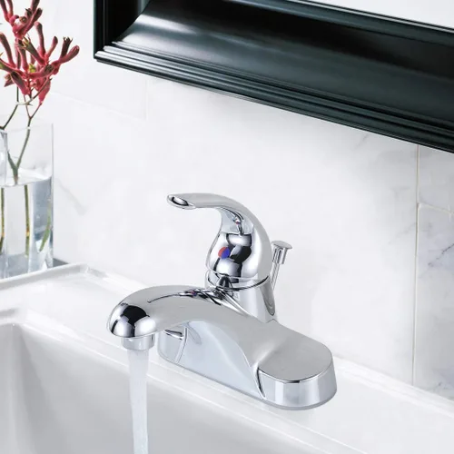 Miniatura 7 de WOWOW Grifo de Baño con 1 Manija de Arco Bajo de una Sola Manija de 4 Pulgadas Centerset Grifo de Lavabo de Baño con Conjunto de Drenaje con Varilla