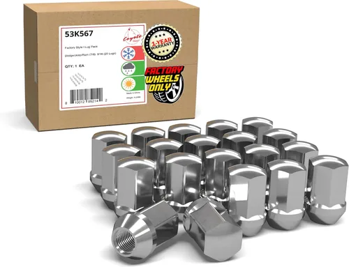 Miniatura 17 de Wheel Accessories Parts 24 tuercas de llanta estilo OEM M14x1.5 14x1.5 rosca OEM de 1.77 pulgadas de largo cromadas 7/8 pulgadas 0.866 in Cromo