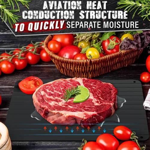 Miniatura 6 de Bandeja de descongelación para carne congelada de 11.6 x 8.2 pulgadas – Bandeja de descongelación de carne no eléctrica de aluminio para carne