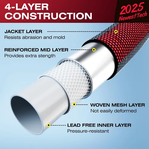Miniatura 2 de Manguera de jardín flexible y ligera – Manguera no expandible mejorada 2026 con núcleo de látex, diseño resistente y sin torceduras para alta