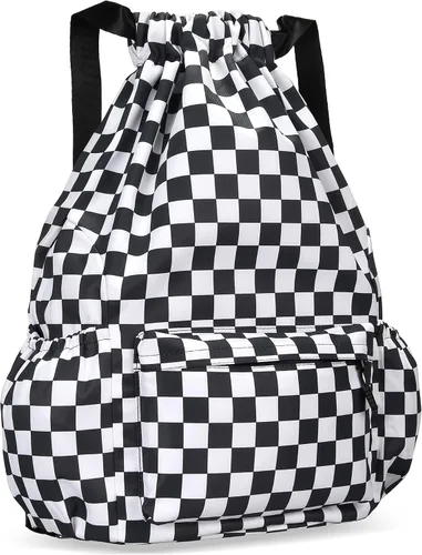 Miniatura 7 de Mochila con cordón para mujer, bolsa de gimnasio con cordón, resistente al agua, pequeña bolsa de cincha
