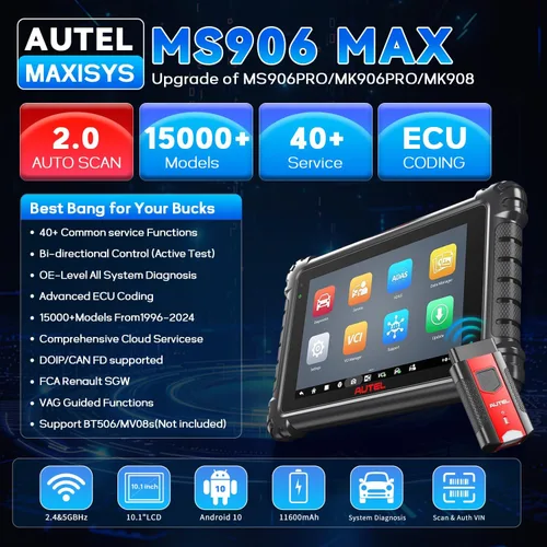 Miniatura 2 de Autel Escáner MaxiSys MS906MAX, versión actualizada de Ms906Pro, herramienta de escaneo superior, herramienta de diagnóstico bidireccional