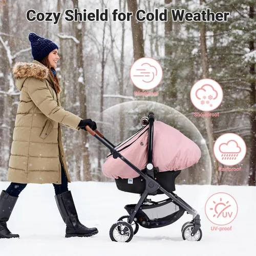 Miniatura 9 de Rquite Funda de asiento de automóvil para bebé, fundas de asiento de automóvil de invierno para niño y niña, funda impermeable para asiento
