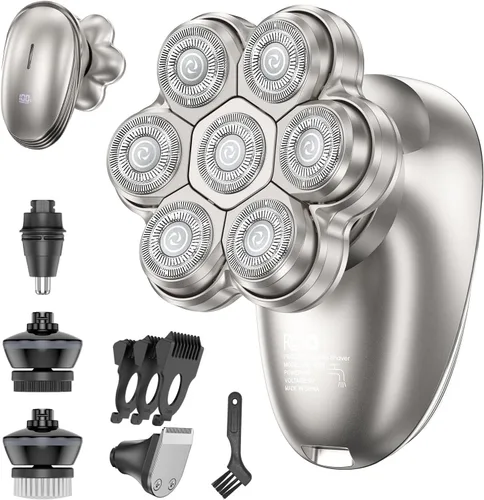 Afeitadoras de cabeza para hombres calvos, maquinilla de afeitar eléctrica para hombres, afeitadoras eléctricas magnéticas 7D para hombres, IPX7