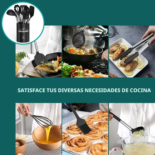 Miniatura 4 de Umite Chef - Juego de utensilios de cocina de silicona, 15 piezas, antiadherentes, los mejores utensilios de cocina de cocina con mango de acero