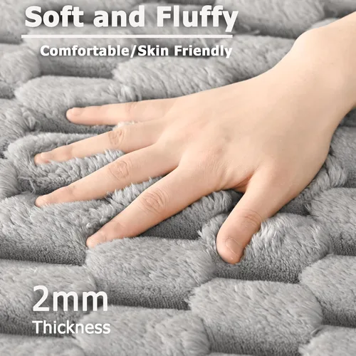 Miniatura 3 de Anybar Tapete de baño y tapete de baño de 16 x 24 pulgadas, tapete de ducha de franela de felpa antideslizante y absorbente, tapetes de baño suaves