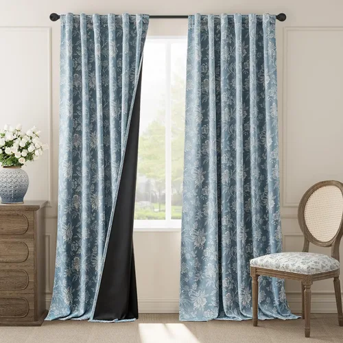 Miniatura 39 de jinchan Cortinas Opacas Florales para Dormitorio, 63 Pulgadas de Largo Cortinas Opacas con Estampado de Flores, Estilo Campo Francés con Pestañas