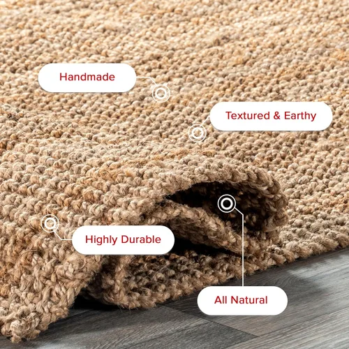 Miniatura 6 de nuLOOM Ashli - Alfombra decorativa de yute sólido tejida a mano, 2 x 3 pies, natural