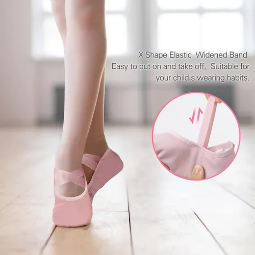 Miniatura 2 de Zapatos de ballet para niñas, zapatillas de ballet de cuero suave sin atar, zapatos de baile para niñas pequeñasniños grandes