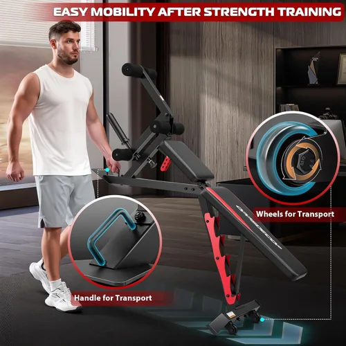 Miniatura 6 de OPPSDECOR Banco de pesas ajustable con extensión de pierna y rizo de piernas, banco de entrenamiento resistente de 1200 libras para gimnasio