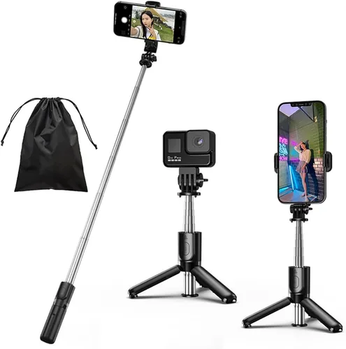 Miniatura 9 de Trípode para selfie, soporte de trípode 4 en 1 con control remoto inalámbrico desmontable, soporte para teléfono inteligente compatible con iPhone