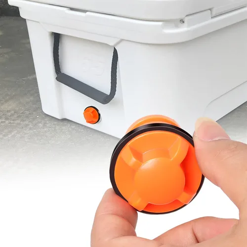 Miniatura 3 de Tapones de drenaje de repuesto compatibles con enfriador Yeti/Rtic 20 35 45 65 110, pequeños tapones de drenaje con diseño a prueba de fugas, Naranja