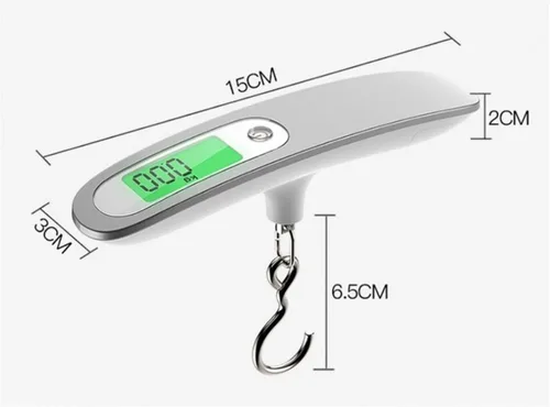 Miniatura 3 de Báscula de equipaje, 110.2 lbs de mano colgando portátil escala de viaje con gancho electrónico equipaje medición de peso digital pesaje