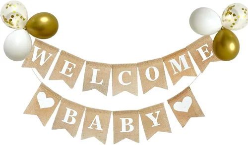 Cartel de bienvenida para bebé, cartel de bienvenida para baby shower, cartel de revelación de género de arpillera preencordada para niño y niña