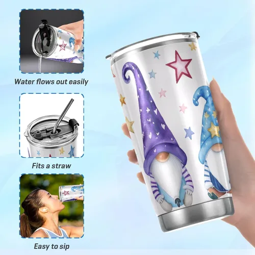 Miniatura 6 de Vaso de 20 onzas con tapa y pajilla, vaso de acero inoxidable aislado al vacío, reutilizable, de doble pared, taza de café de viaje