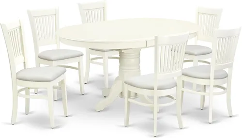 Miniatura 23 de East West Furniture AVVA5-LWH-C - Juego de mesa de comedor de 5 piezas, incluye una mesa de cocina ovalada con hojas de mariposa y 4 sillas