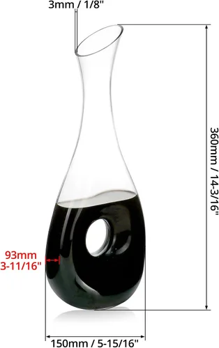 Miniatura 6 de QWORK Decantador de vino de cristal, jarra de vino tinto soplada a mano en forma de caracol, aireador y dispensador de 33.8 fl oz para bar casero