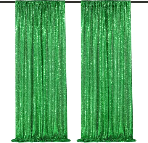 Miniatura 21 de Telón de fondo de lentejuelas moradas 2 paneles 2FTx8FT con purpurina telón de fondo cortinas para fiesta de Halloween fondo de fotos para bodas