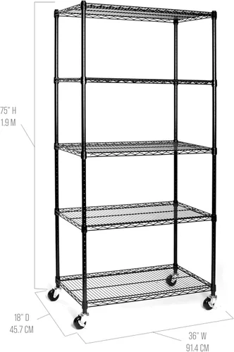 Miniatura 4 de Seville Classics UltraDurable Unidad de Almacenamiento de Estante de Alambre de Acero Sólido NSF de Servicio Pesado, Organizador para Garaje, Negro