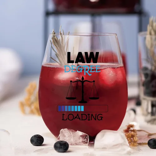 Miniatura 4 de AGMDESIGN Copas de vino divertidas con caja de regalo, regalos de graduación para estudiantes de derecho, abogado, graduado JD, abogado, consultor
