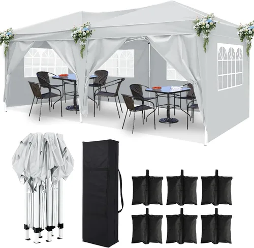 Miniatura 10 de 10x20 Azul Carpa Plegable para Exterior con 6 Paredes Laterales, Carpa para Bodas y Fiestas al Aire Libre Resistente al Agua para Fiestas UV50
