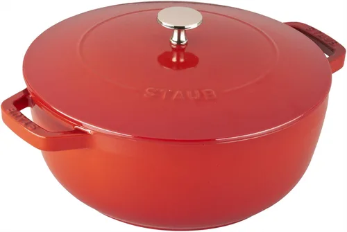 Staub Horno holandés de hierro fundido, 3.75 cuartos de galón, sirve 3-4, fabricado en Francia, cereza